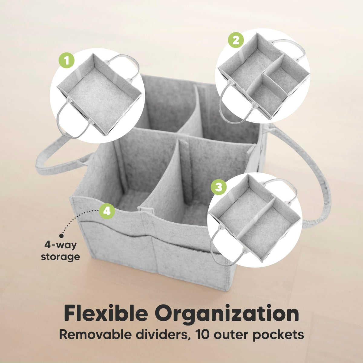KeaBabies Organizador de pañales para bebé con asa, portátil (gris clásico)