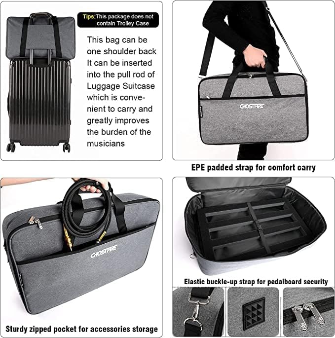 GHOSTFIRE Ghost Fire - Pedalera de aleación de aluminio de 0.13 kilogramos y 50 x 30 cm con bolsa de transporte, serie V (V-STANDARD 1.5)