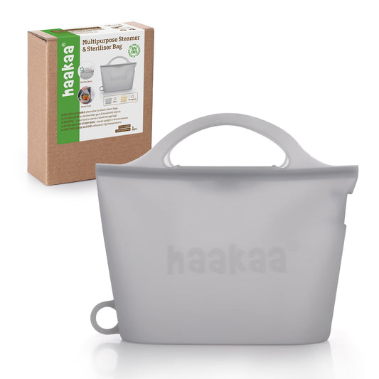 Haakaa On-The-Go - Bolsa de Silicona para Vaporizar y Esterilizar en Microondas, 40oz/1250ml Bolsas de Silicona Reutilizables para Biberones, Sacaleches, Accesorios, Chupetes, Mordedores, 1 Pieza