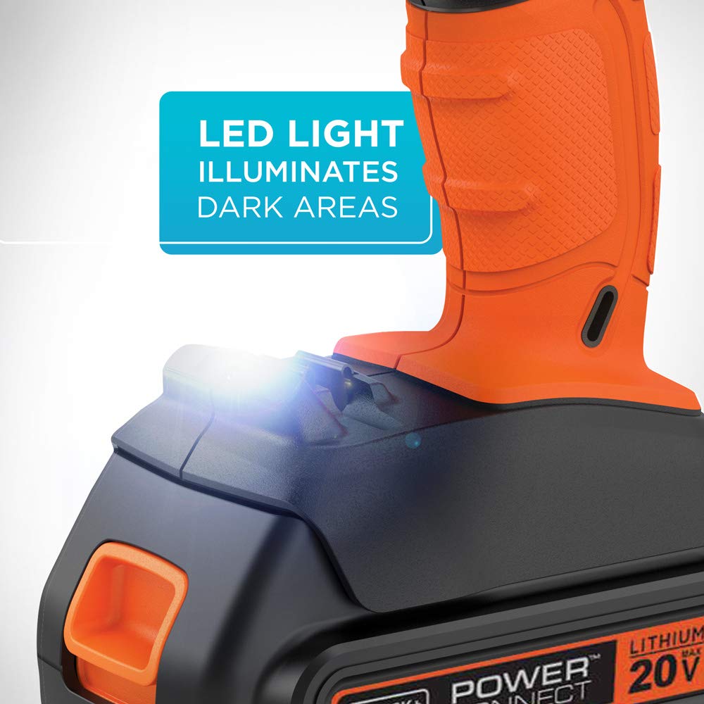 BLACK+DECKER BCD702C1 Taladro inalámbrico de litio de 20 voltios máx.