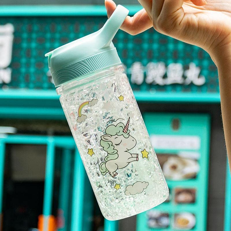 Botella de Agua OOTD Unicornio con Pajita y Cerradura para Niñas