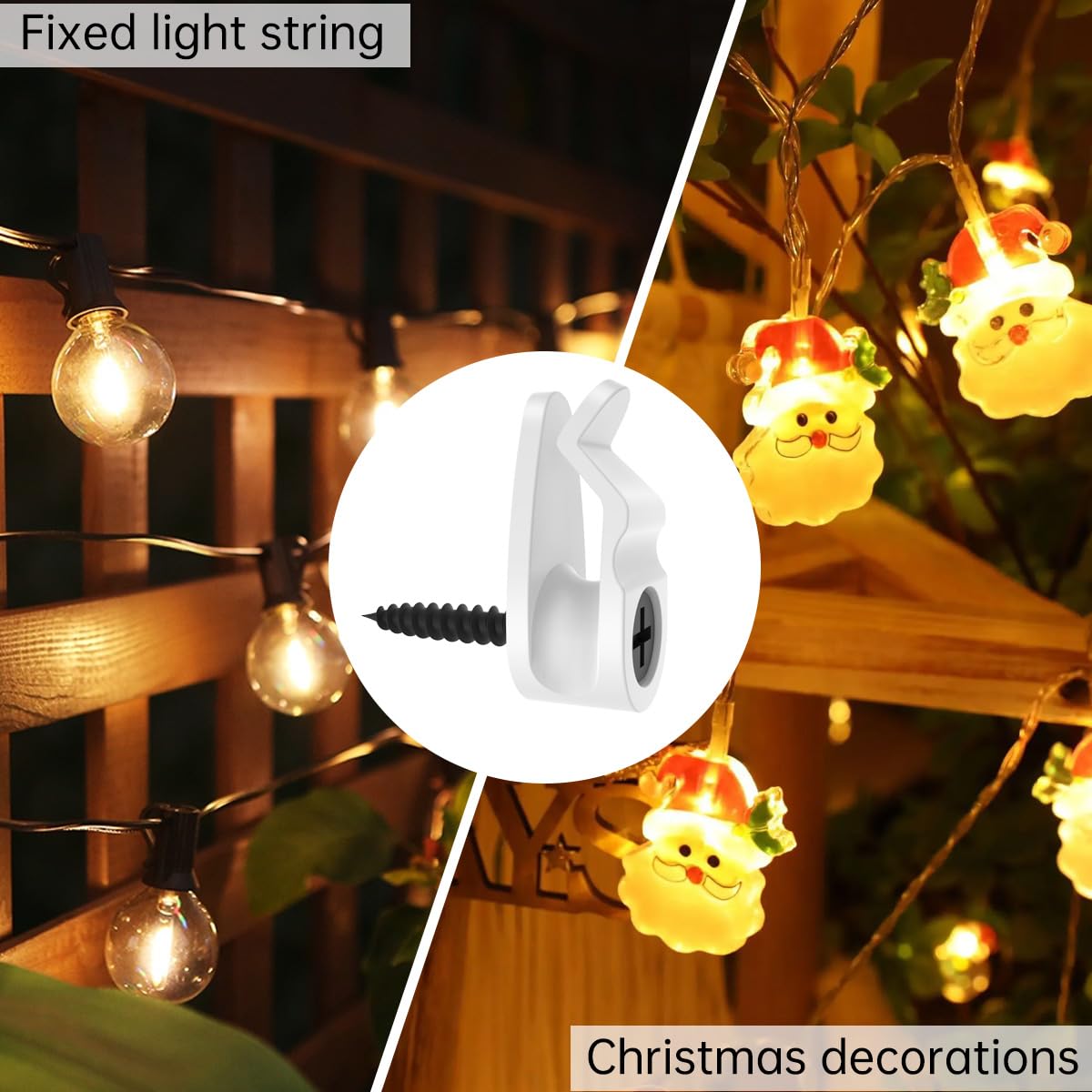 GEZIDEA - Ganchos de cadena para colgar luces de Navidad, color blanco, paquete de 50 (grande)