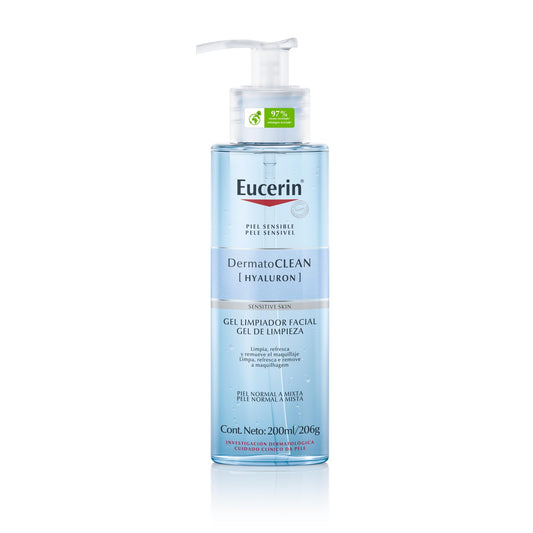Eucerin Gel Limpiador Facial DermatoClean para piel normal a mixta, 200ml, empaque puede variar