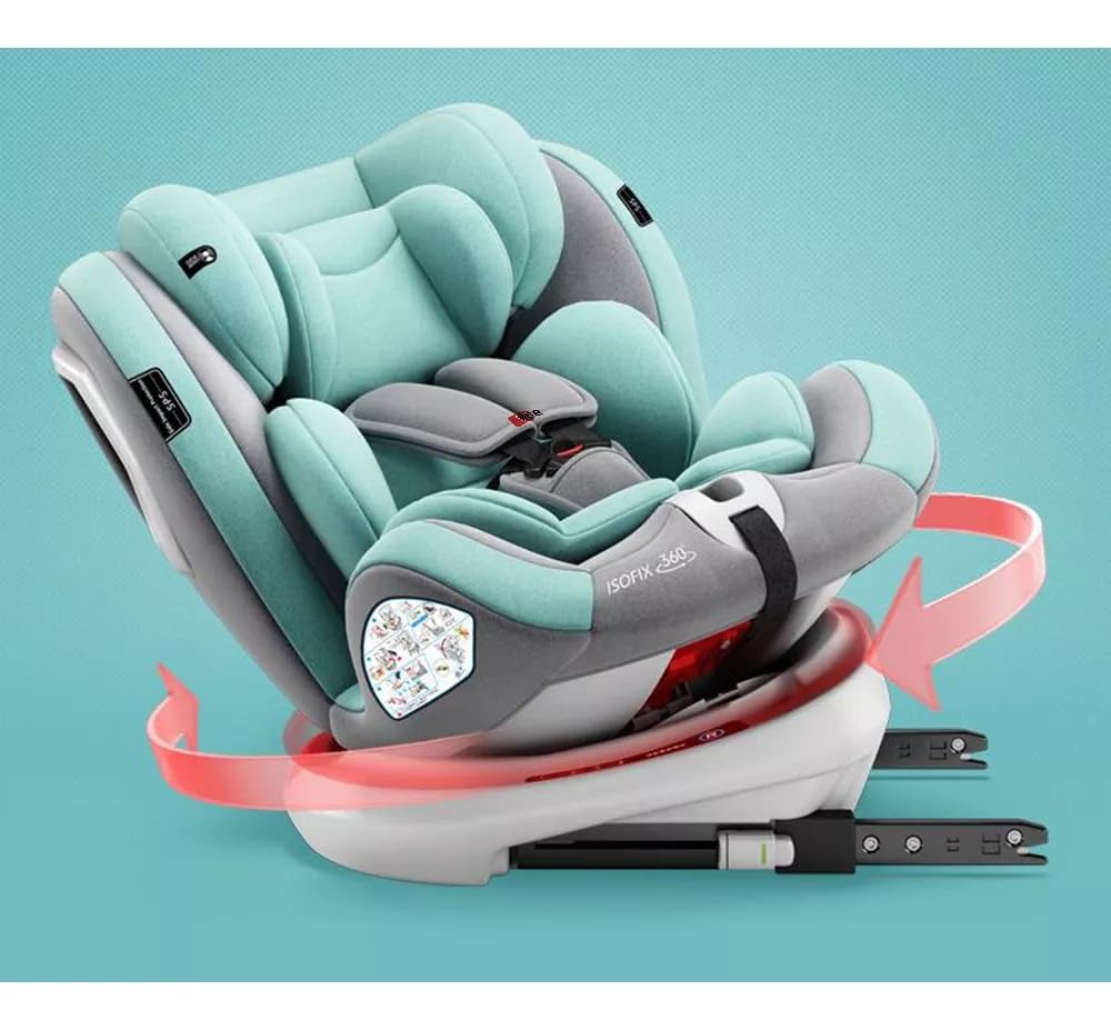 FINYQBET Autoasientos para Bebé, Asiento para Bebé Carro 3 en 1,Crecimiento Sostenible, Seguro y con Rotación 360°,Arnés de Cinco Puntos y Protección Biónica verde