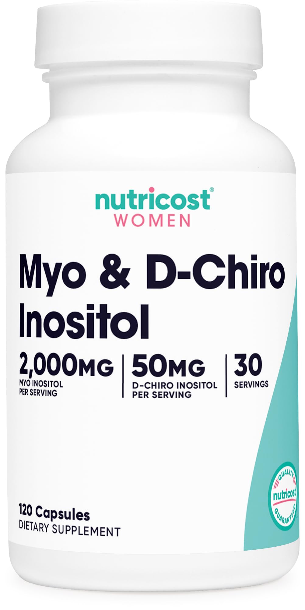 Cápsulas Nutricost Inositol Myo Inositol y D-chiro-inositol 120 Unidades Equilibrio Hormonal, Salud Reproductiva y Metabólica