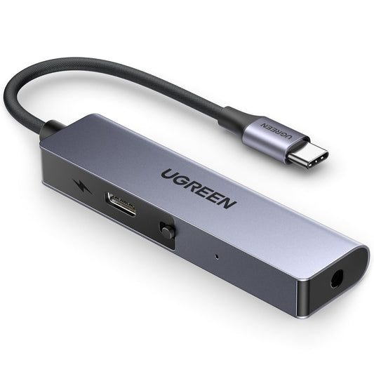 UGREEN Adaptador USB C a Jack 3.5 mm, 60W PD Carga Rápida, Hi-Res Certificado HiFi Adaptador Auriculares Tipo C Compatible con iPhone 15/Galaxy S23 ultra/22/21, Huawei P40, Xiaomi 12/11