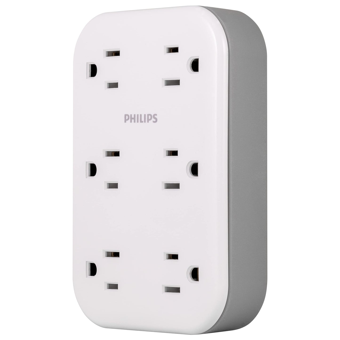 Extensor de Toma PHILIPS Blanco Llave de Pared con 6 Tomacorrientes y 900 Julios