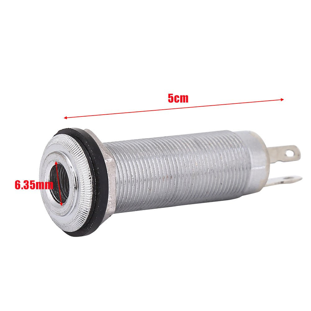 Vbestlife Jack Guitarra Electrica,Toma De Enchufe para Guitarra Eléctrica, Enchufe Toma De Salida Entrada Jack Cilindro Roscado para Pastilla De Bajo Guitarra (Plata)