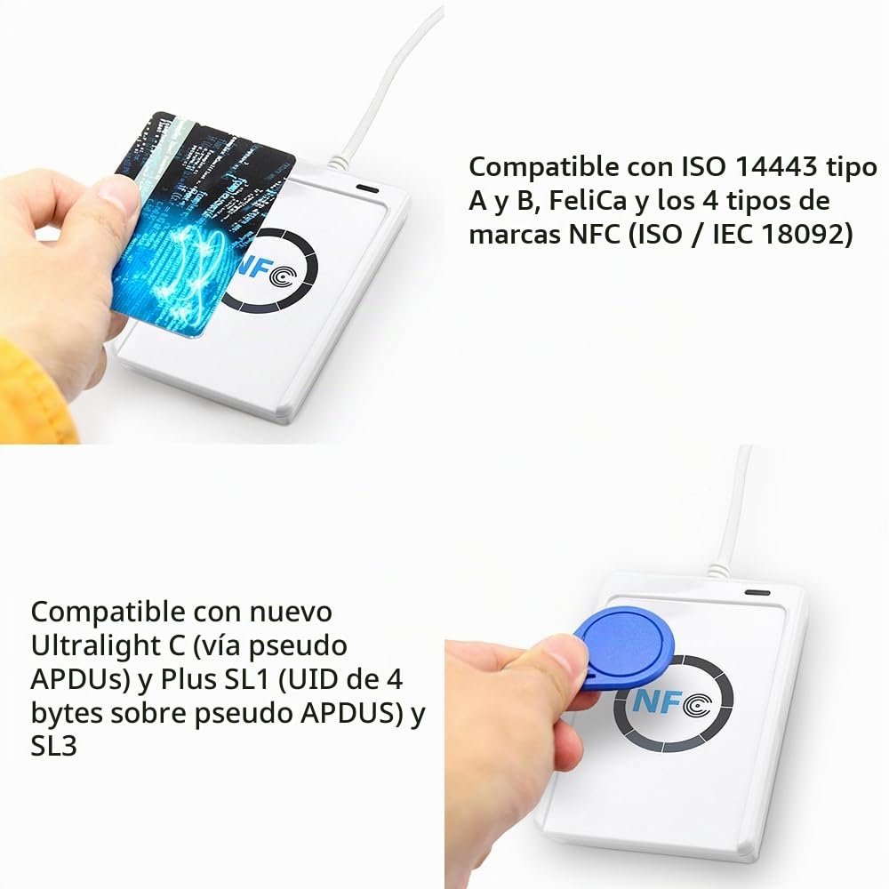 Lector Grabador NFC RFID Wytino Negro ACR122U ISO 14443A B con Software