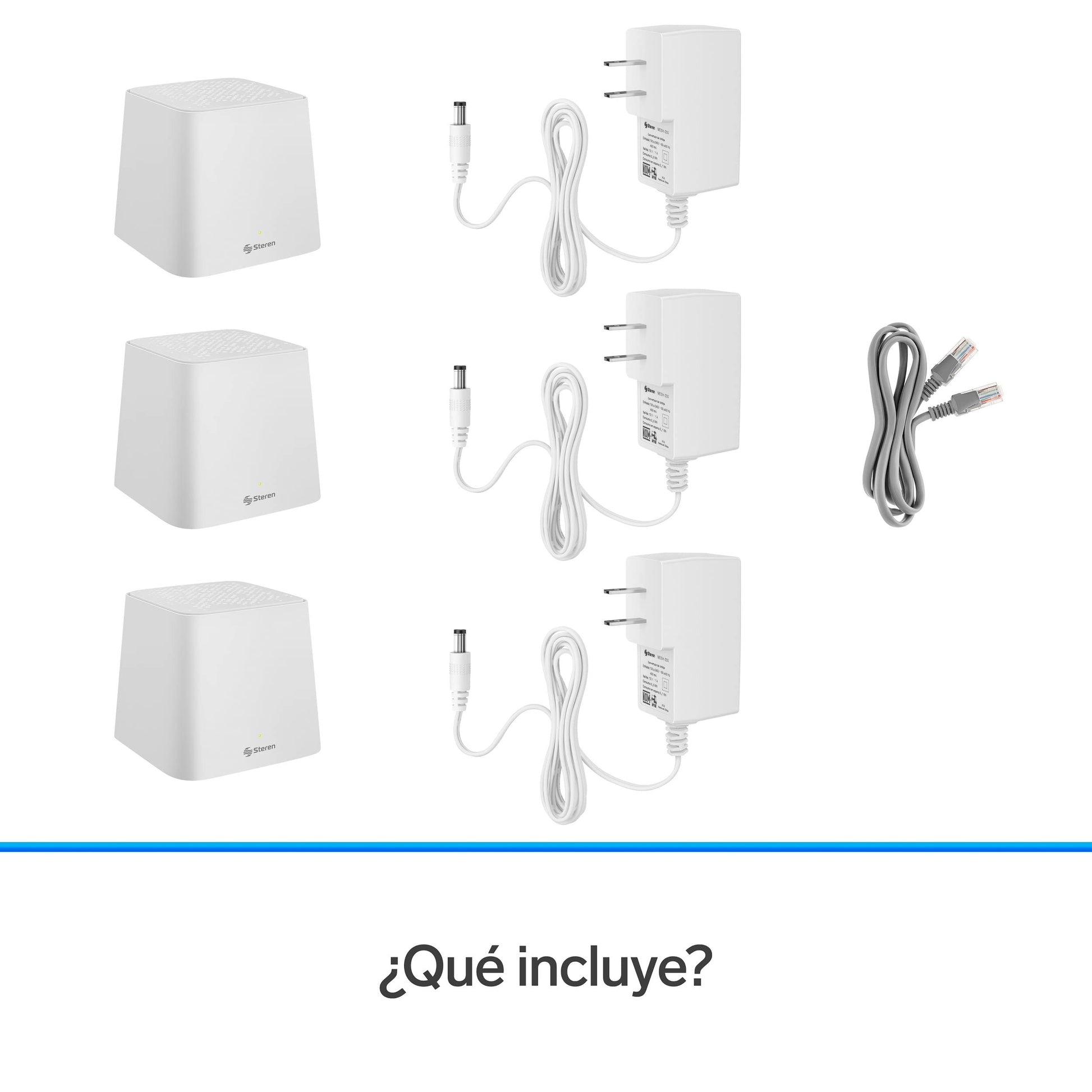 STEREN MESH-300 Sistema Smart Wi-Fi Mesh Triple, 2,4 GHz y 5 GHz (B/G/N/A/AC/V/R), hasta 900 Mbps, 2 Puertos LAN Fast Ethernet por Cada módulo, Color Blanco, gestión Desde App