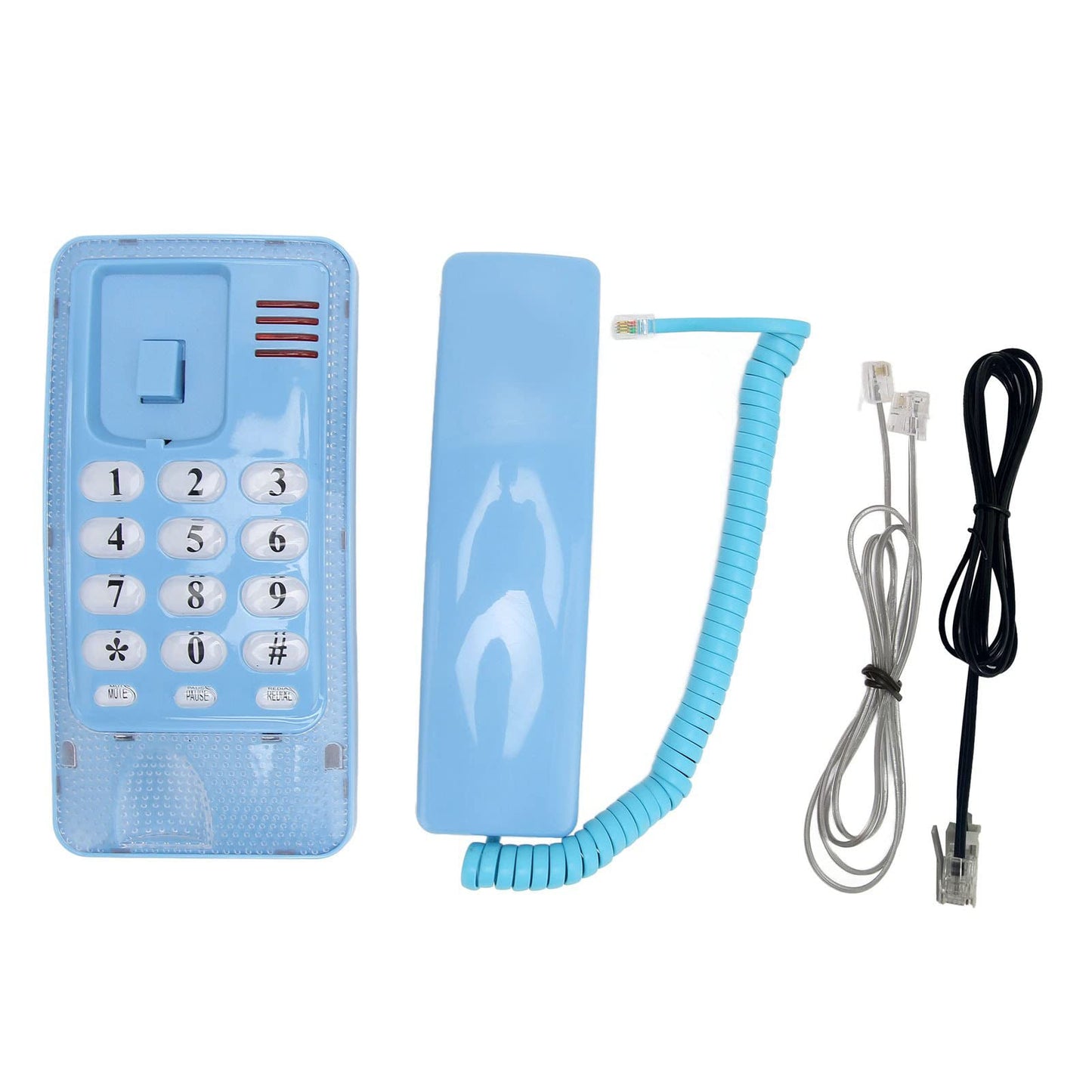 Luqeeg Teléfono Fijo Escritorio, Teléfono con Cable Montado en la Pared Teléfono Pared Retro Estilo Antiguo Rellamada una Tecla, Flash, Silencio, Pausa para El Banco La Oficina del Hotel del(Azul)