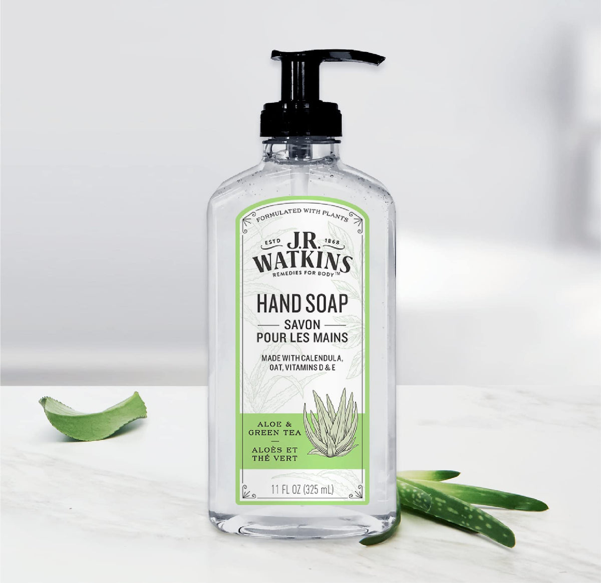 J.R. Watkins Natural Liquid Hand Soap, Aloe & Green Tea, 11 Ounce (Pack of 6)