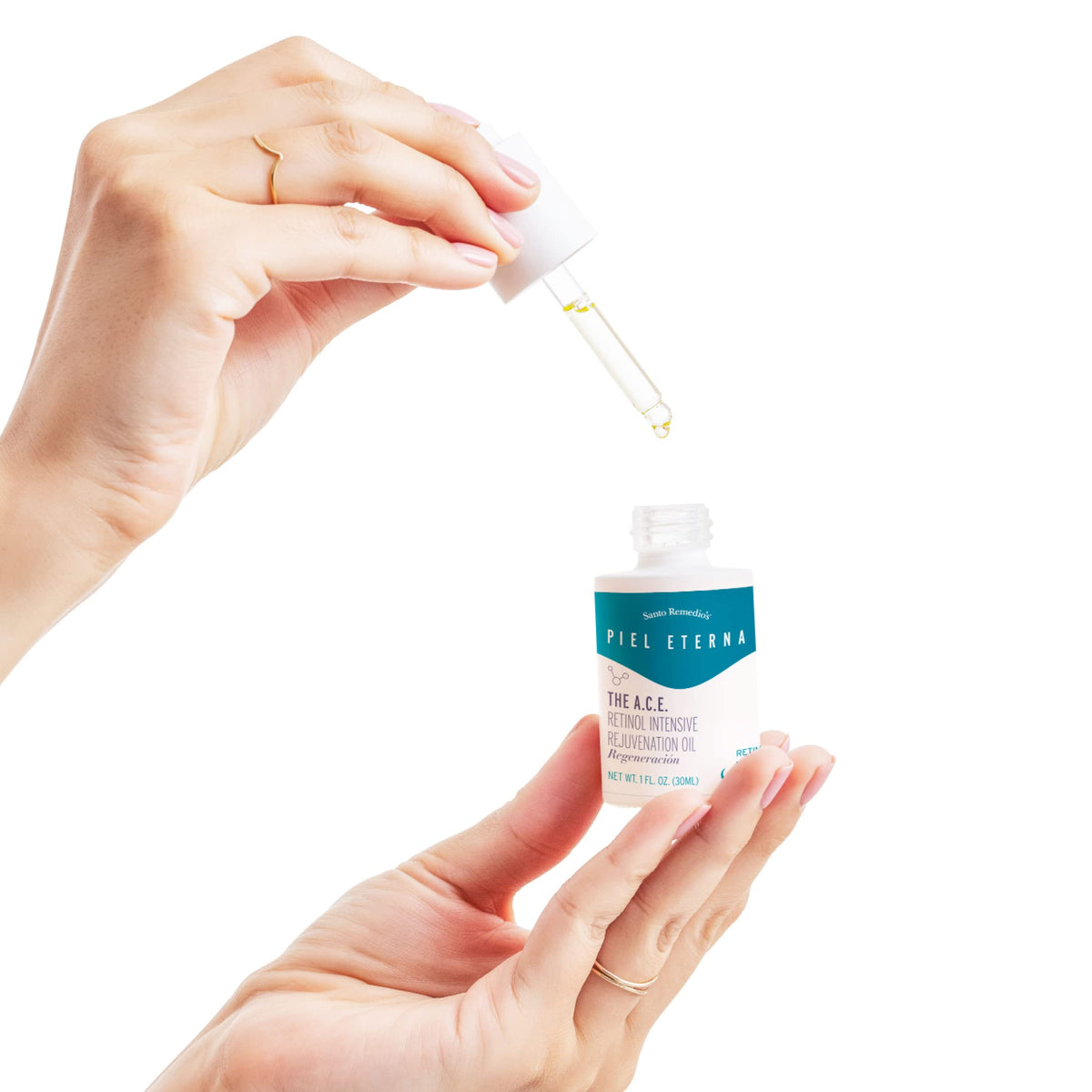 Santo Remedio, Piel Eterna, A.C.E. Aceite Rejuvenecimiento Intensivo De Retinol, Vitamina A, Vitamina C, Vitamina E, Escualano, Ácido Salicílico, Para Piel Normal, Grasa O Mixta, 1 Fl. Oz.