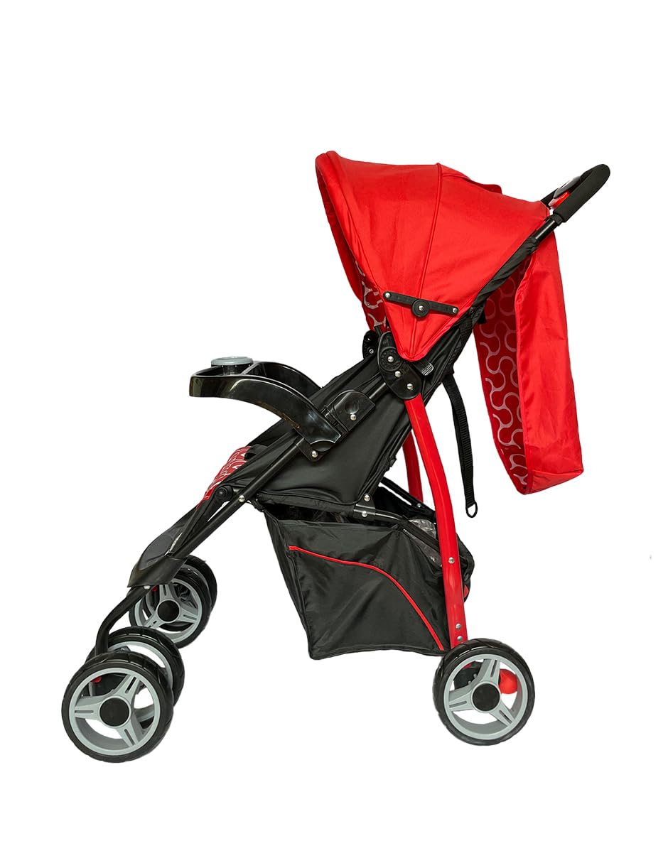 Carriola para Bebé con Travel System, 4 en 1, Plegado a Una Mano, Respaldo Multiposiciones, Portabebé/Autoasiento 0+, Arnés de 5 Puntos, Canastilla Amplia, de 0 a 3 Años, Modelo MAXY (Roja)