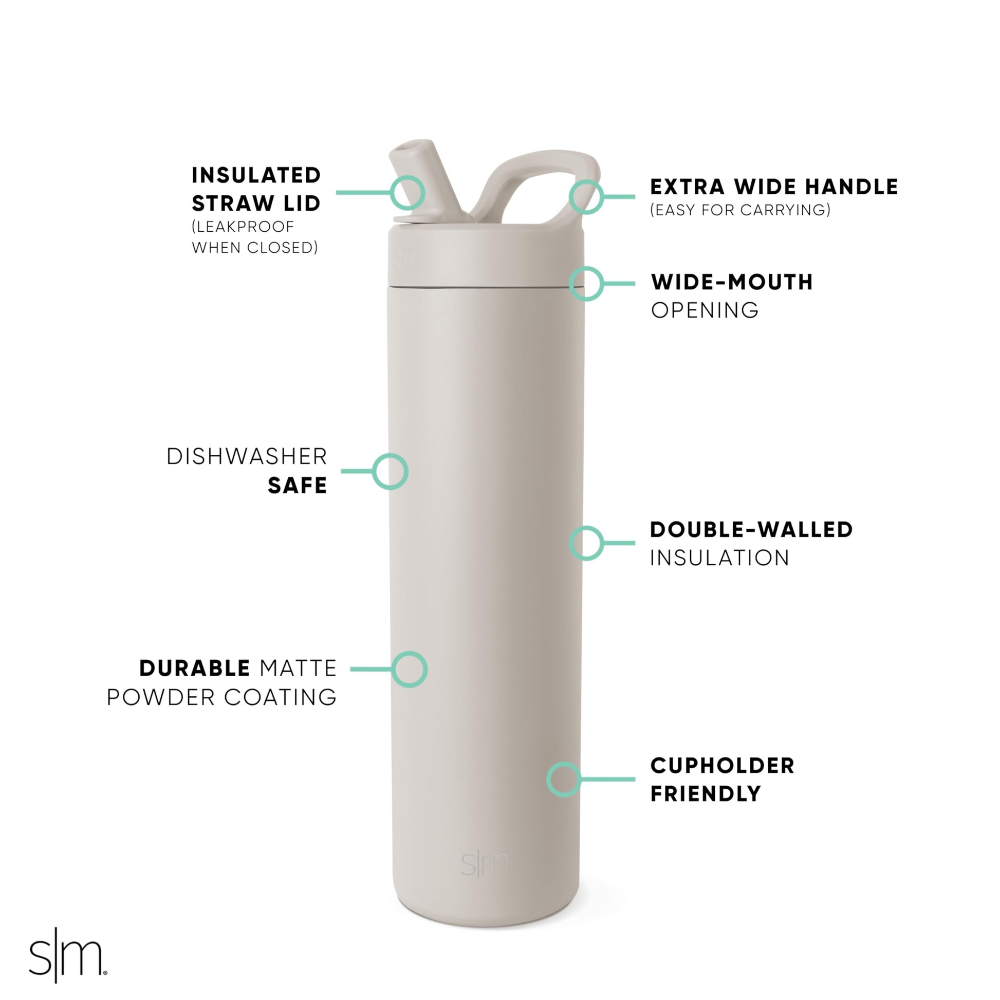 Botella de Agua Simple Modern Almond Birch Aislada a Prueba de Fugas