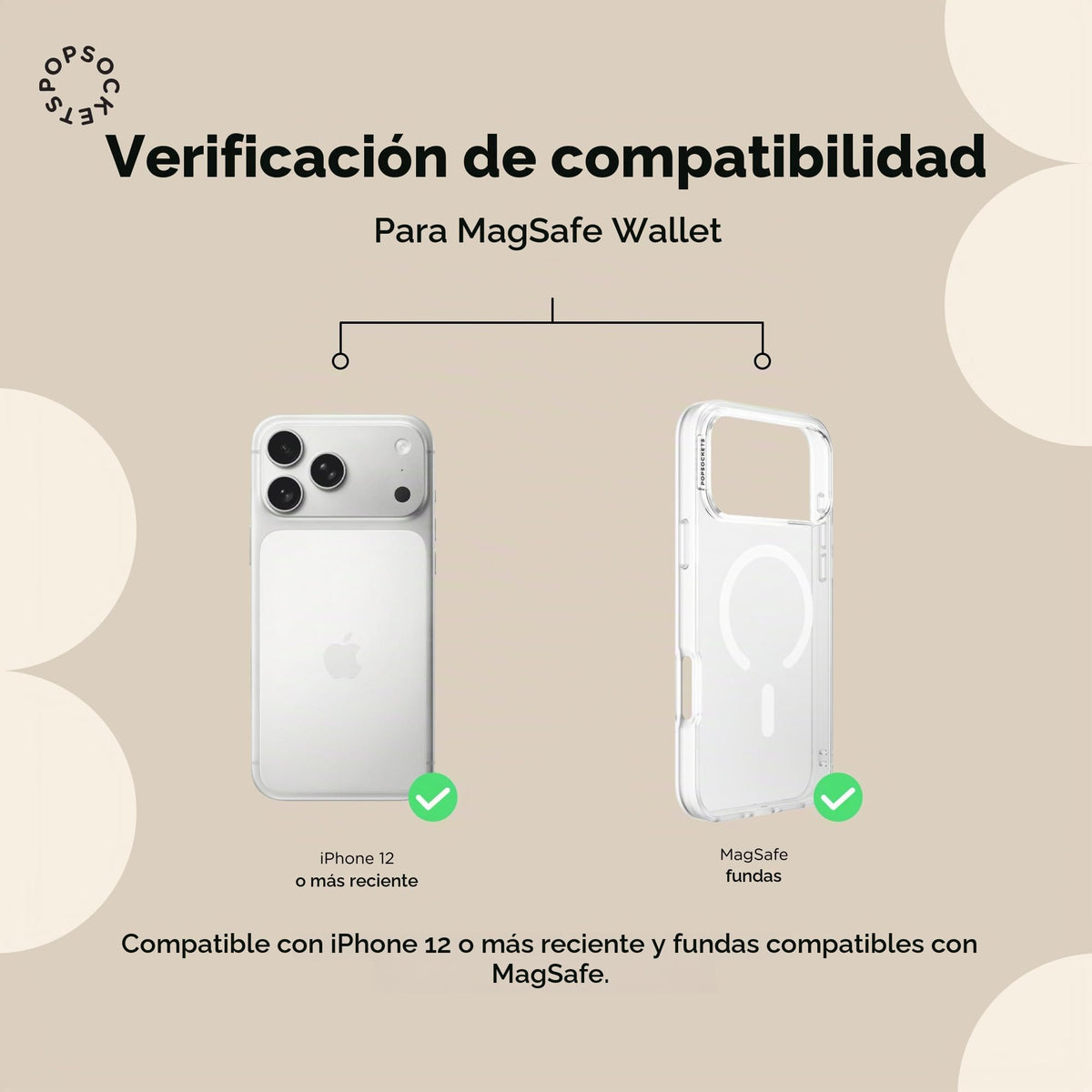 Portafolios para Teléfono PopSockets Negro con Agarre Expandible y Anillo Adaptador para MagSafe