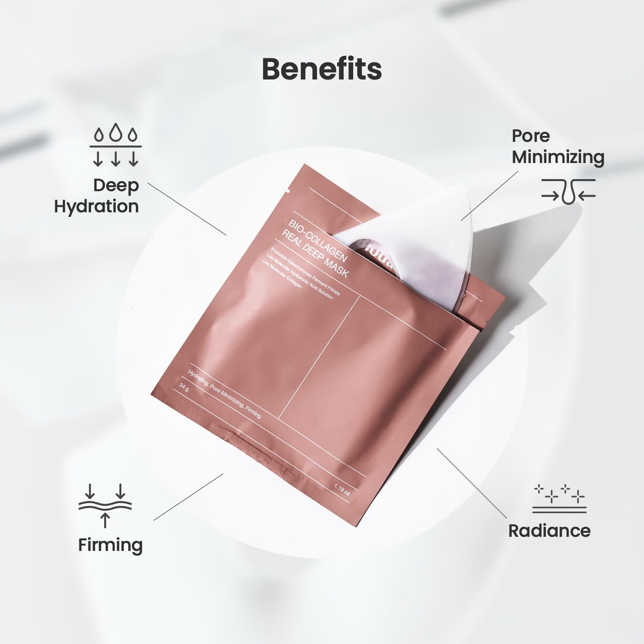 BIODANCE Bio-Collagen Real Deep Mask, Overnight Mask, Pore Eraser Mask, Hydrogel Mask Sheet, Pore Tightening, Hydrating, Low Molecular Collagen Face Mask | 34g x4ea