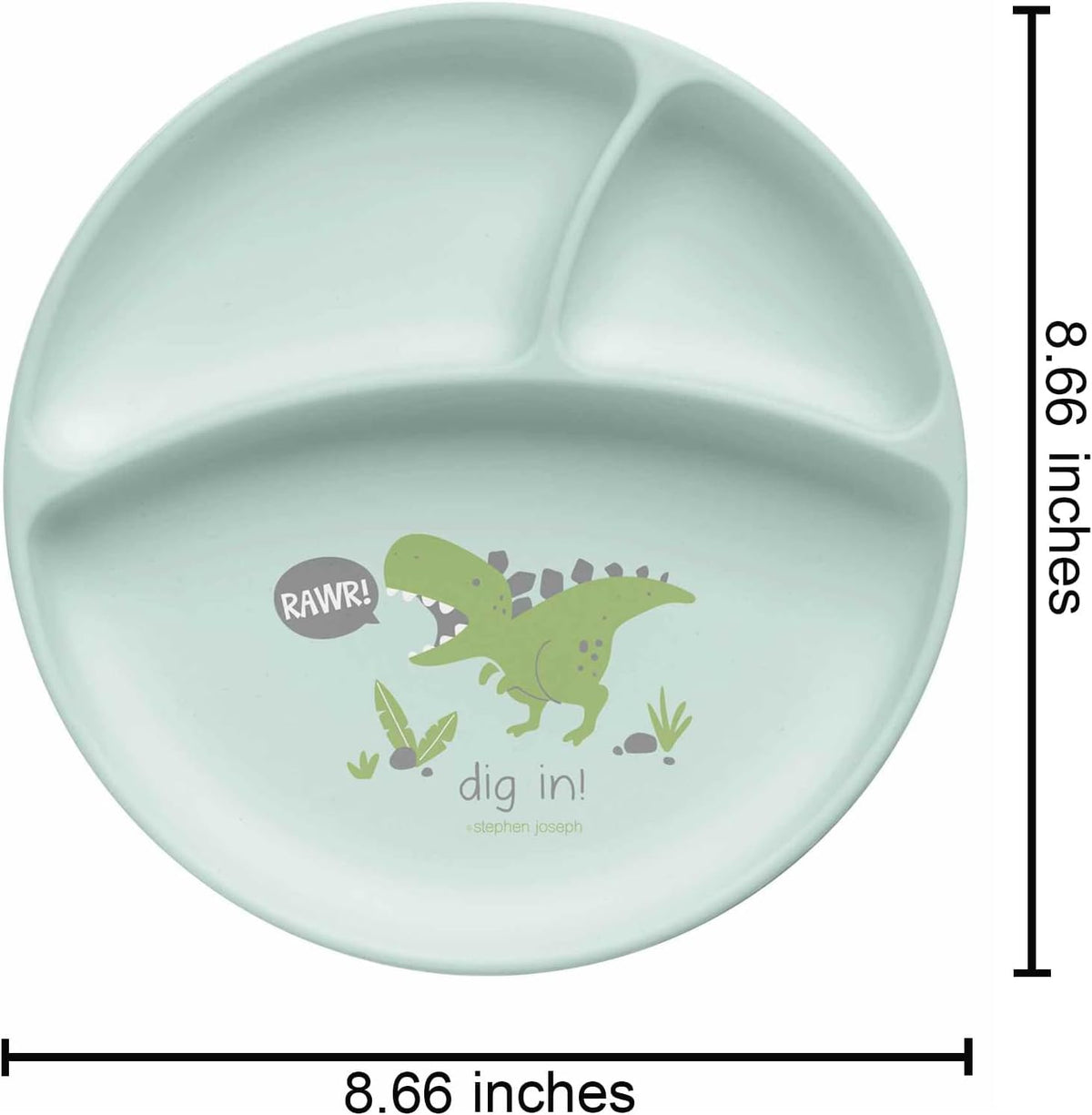 Stephen Joseph - Plato de silicona para bebé, talla única, color Dino