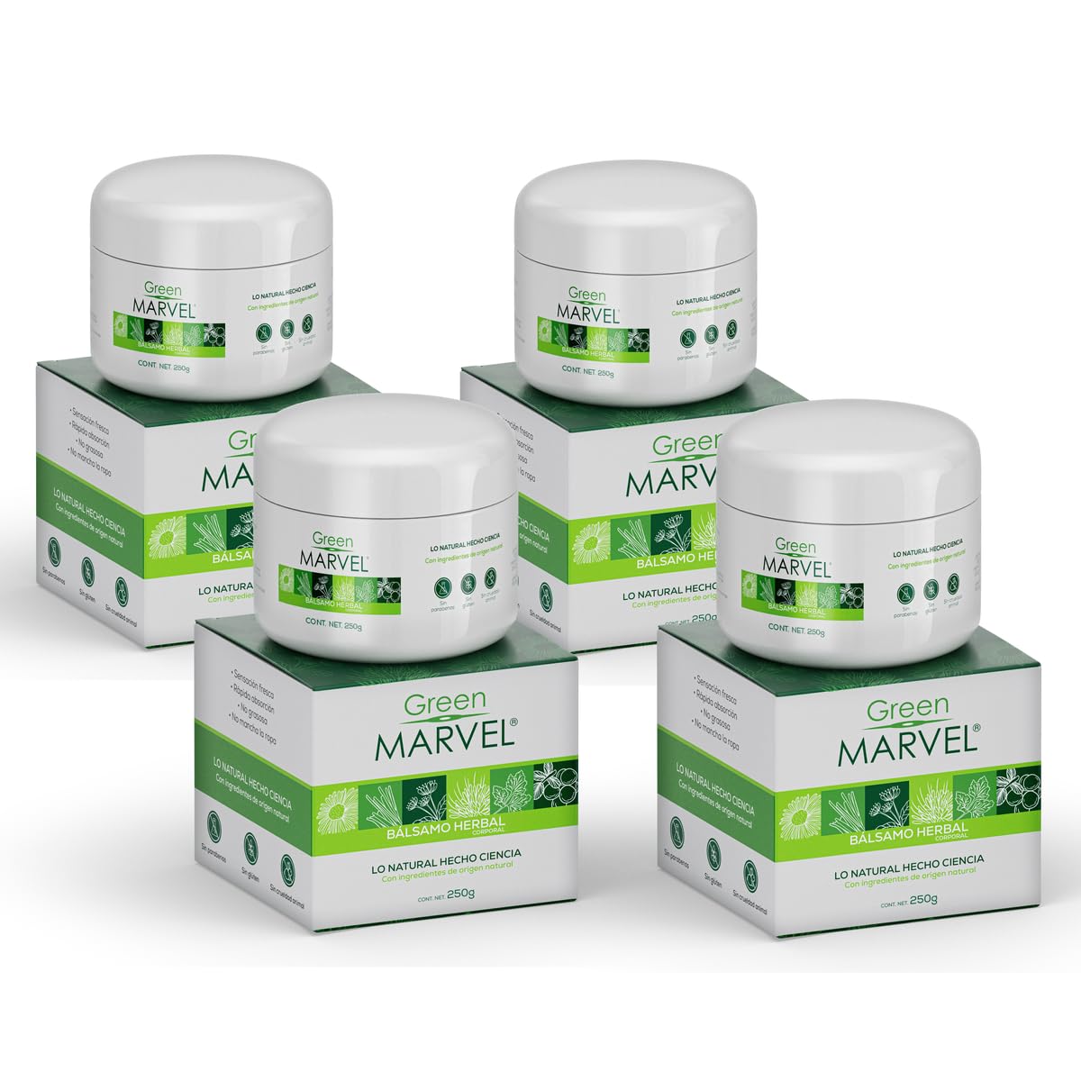 Green Marvel Bálsamo Herbal Corporal Natural 250g 4 Pack
