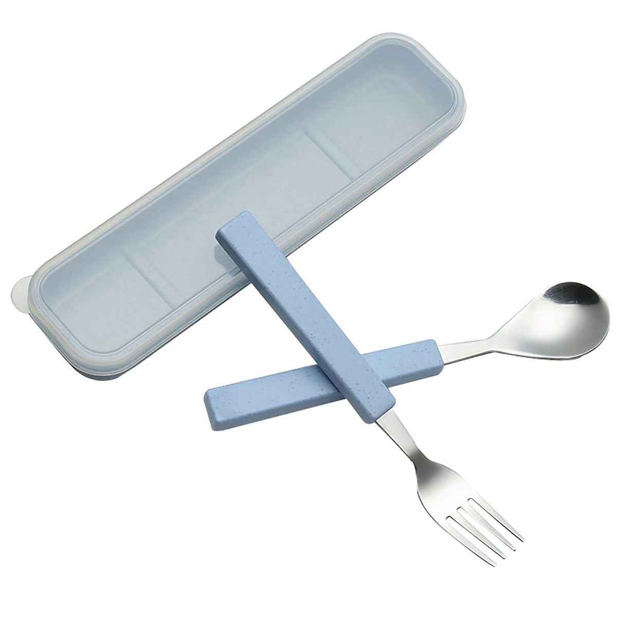 VANRA - Juego de cubiertos para niños de 2 piezas, juego de vajilla de acero inoxidable 18/10, juego de cubiertos plateados, juego de cubiertos para la cena, juego de cuchara y tenedor con estuche de
