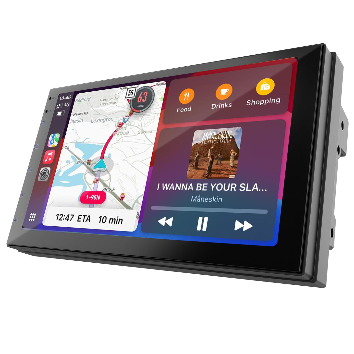 Pantalla táctil 7" para Auto con CarPlay/Android Auto inalámbrico, estéreo Doble DIN y cámara de reversa (2+32GB, cámara no incluida)