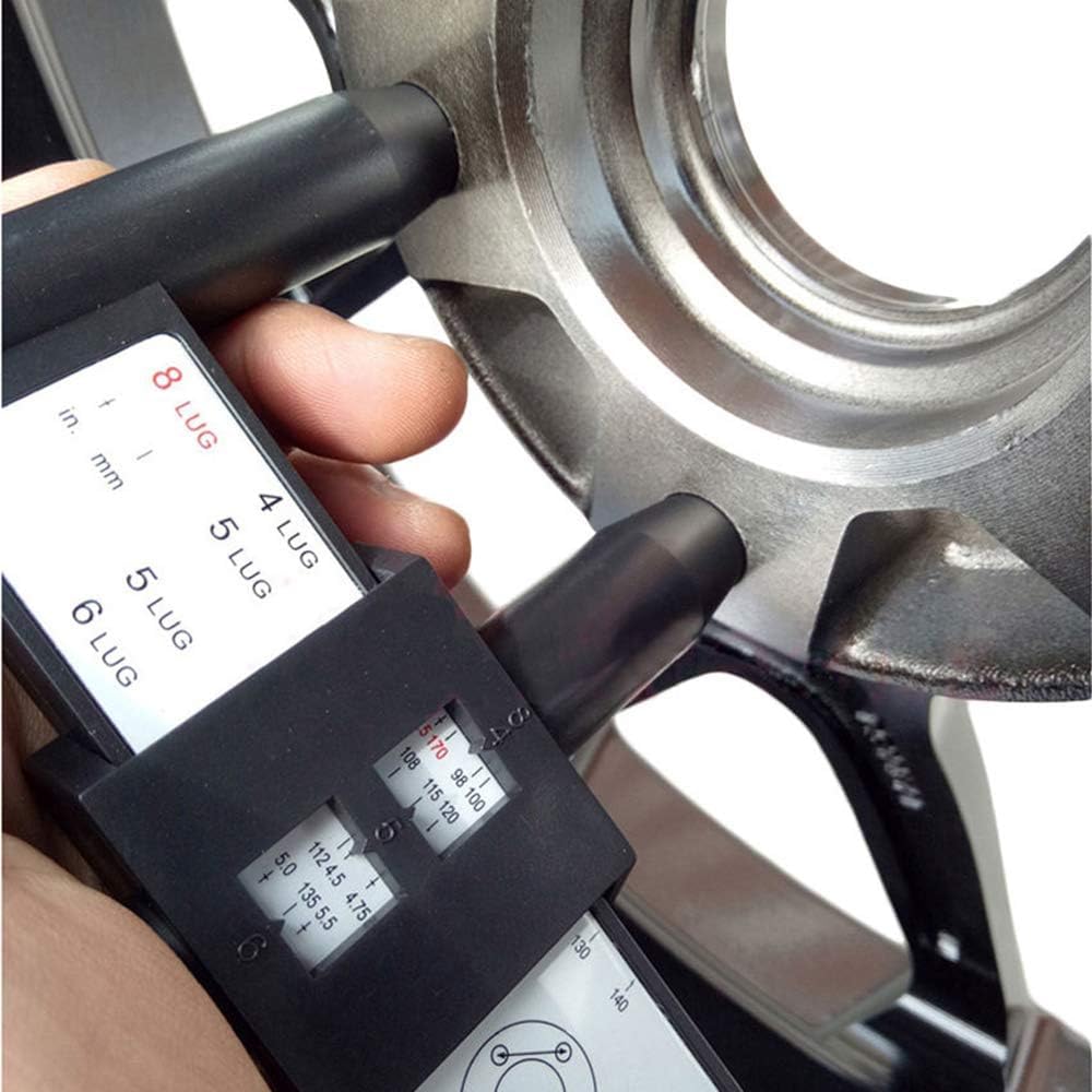 KIMISS - Calibre PCD, herramienta de medición de patrón de pernos de rueda/llanta, regla PCD, pinza deslizante para calibre de llanta de 4, 5, 6, 8 agujeros