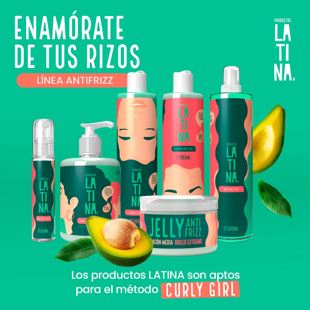 LATINA® | Gel para el Cabello - Jelly Anti Frizz Cabello | Belleza Mujer - Activador de Rizos | Complementar con Tratamiento para Cabello Maltratado | 300ml