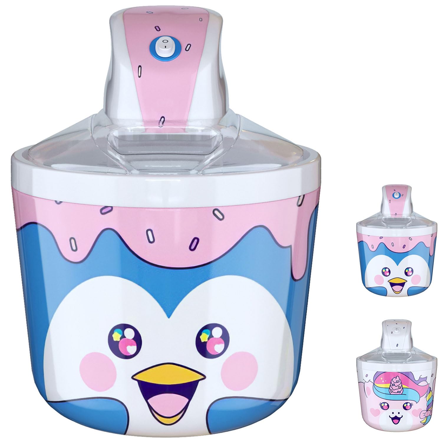 Máquina eléctrica para hacer helados de pingüino de 1.2 cuartos de galón para niños, la mejor máquina de helado de encimera para servicio suave casero, sorbete, gelatina, yogur congelado, postres