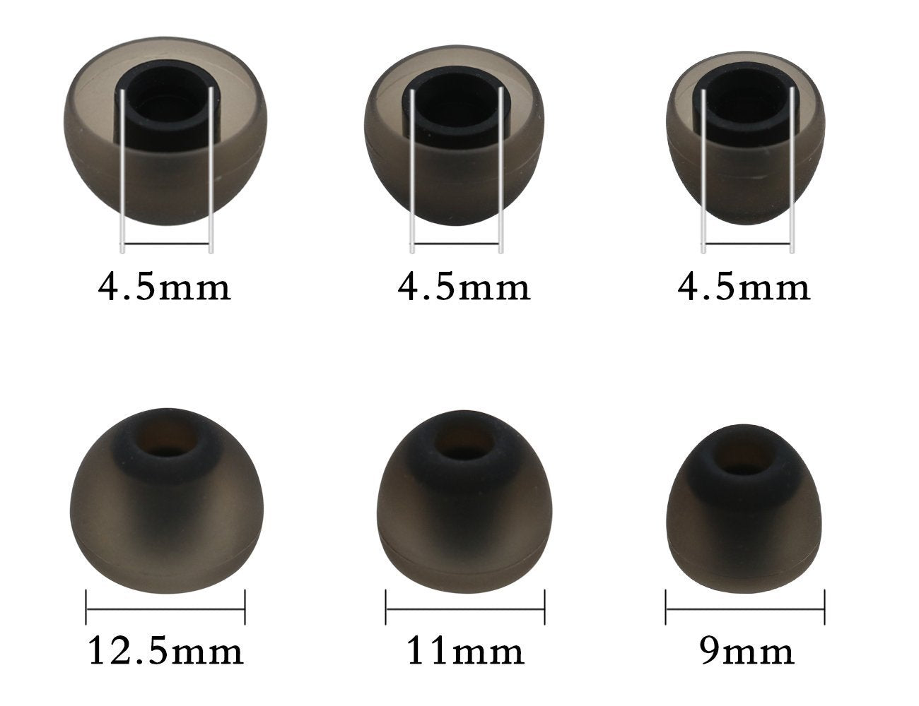 ALXCD - Almohadilla para audífonos Jaybird X3, SML, 3 tamaños, 6 pares de almohadillas de silicona suave, ajuste para audífonos Jaybird Bluebud X3 (6 pares/4.5 mm), Black/L, Large