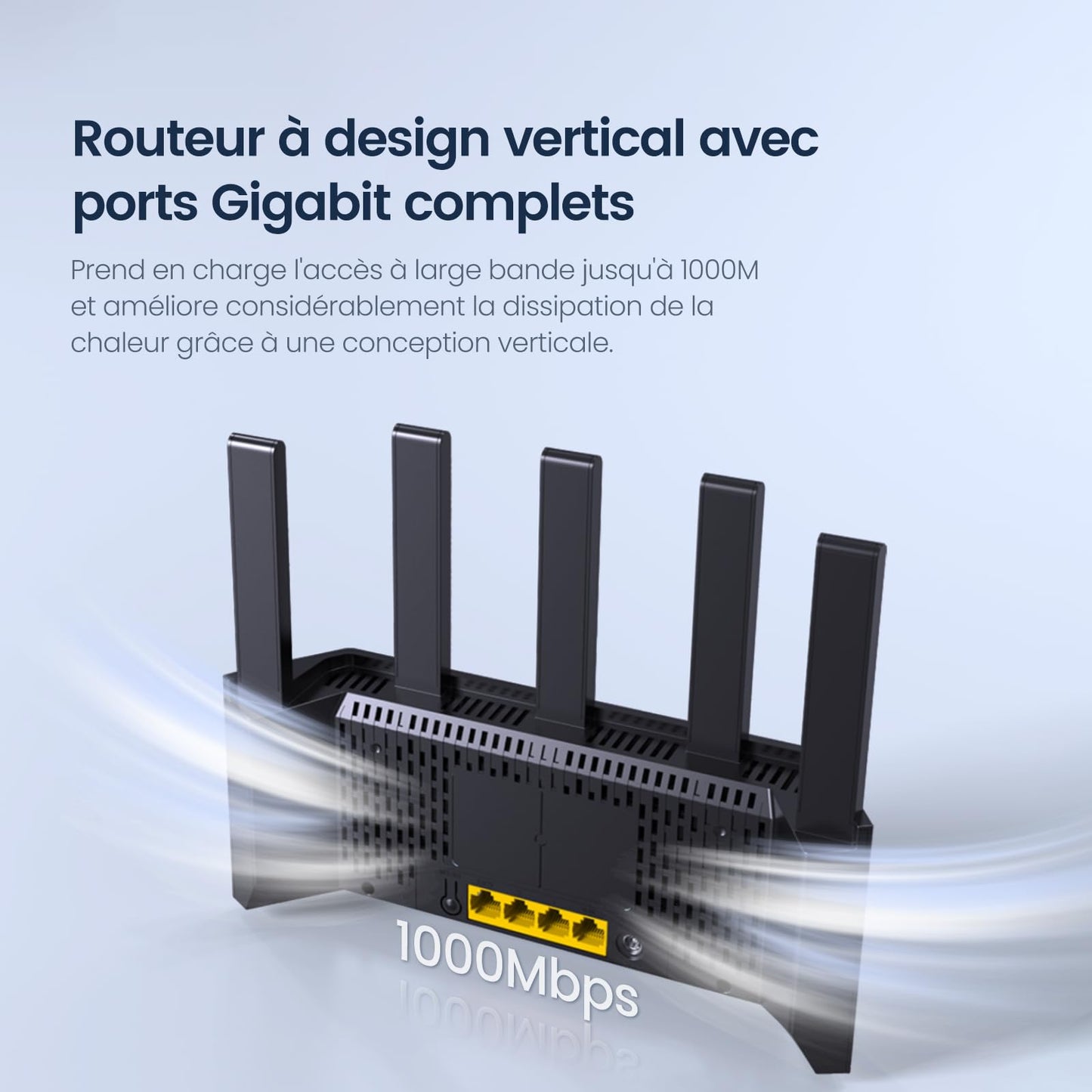 Router WiFi 6 AX3000Mbps Tenda Blanco con Diseño Vertical y 5 Antenas de Alta Ganancia