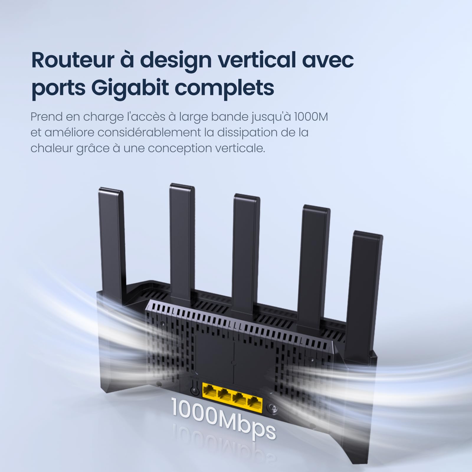 Router WiFi 6 AX3000Mbps Tenda Blanco con Diseño Vertical y 5 Antenas de Alta Ganancia
