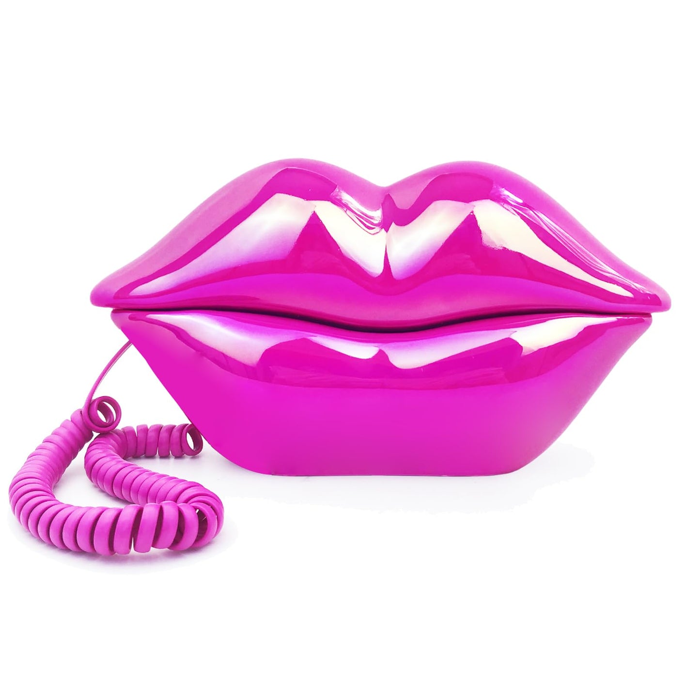 TelPal - Teléfonos fijos con cable para el hogar, divertido regalo de teléfono labial, con boca, con cable, teléfono fijo real, hogar, oficina, teléfono, decoración de muebles (rosa)