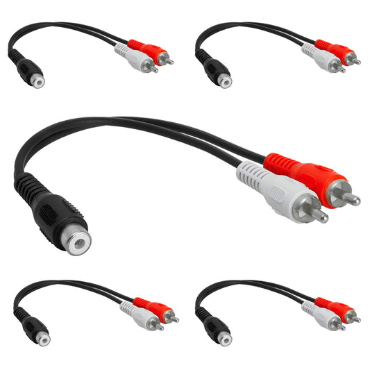Paquete de 5 Adaptadores Cmple RCA Macho a Hembra Estéreo Audio Y