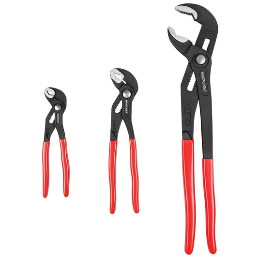 MAXPOWER Juego de alicates para bomba de agua. Juego de 3 alicates de fontanería Juego de alicates de lengüeta y ranura de ajuste rápido de 7 pulgadas, 10 pulgadas y 16 pulgadas