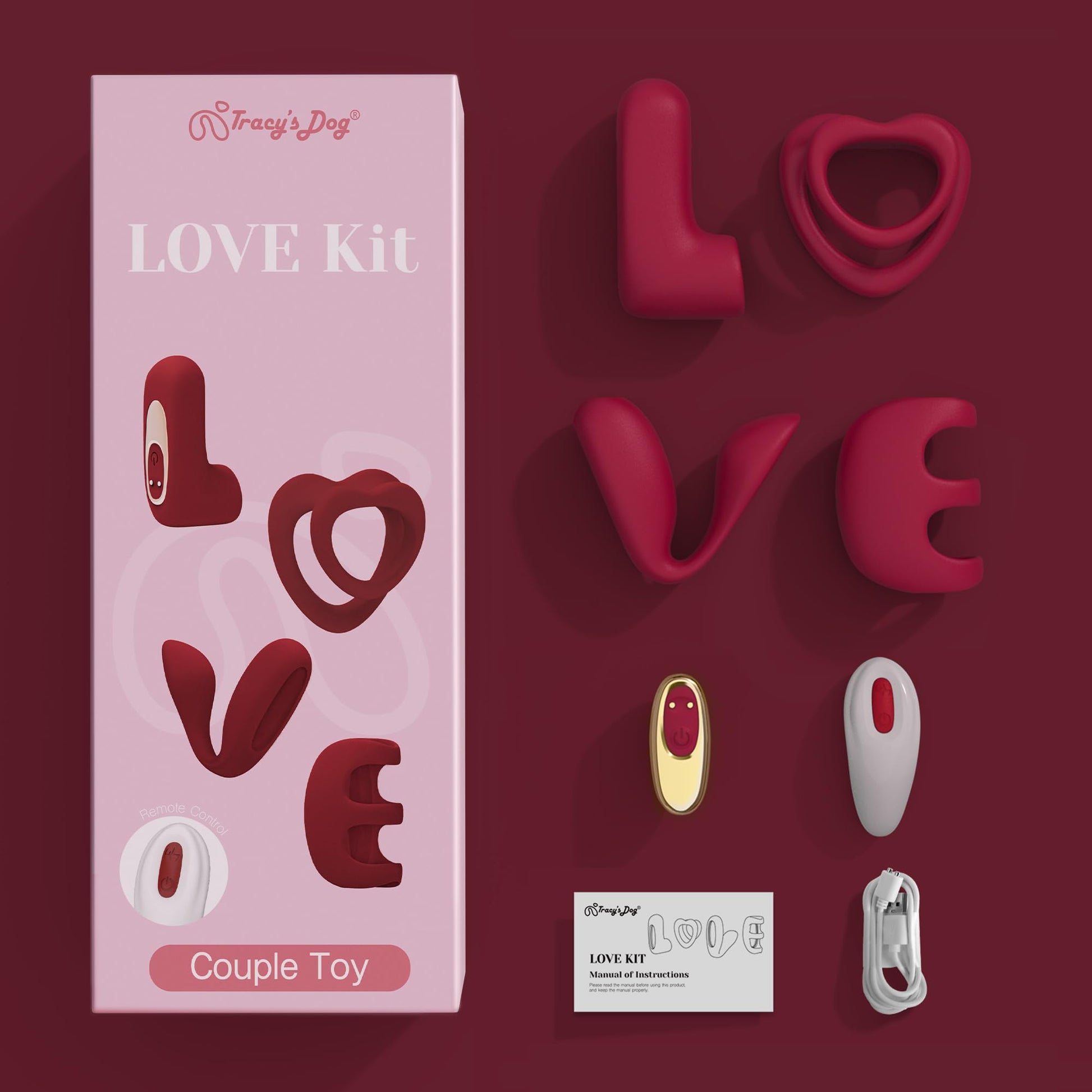 Kit Vibrador Tracy's Dog Versátil Juego para Adultos con Control Remoto para Mujeres y Parejas