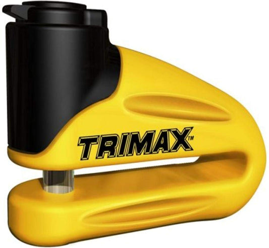 Trimax t665ly Bloqueo de Disco de Metal endurecido, Color Amarillo 10 mm Pin (Largo) de Garganta con Funda y Cable recordatorio