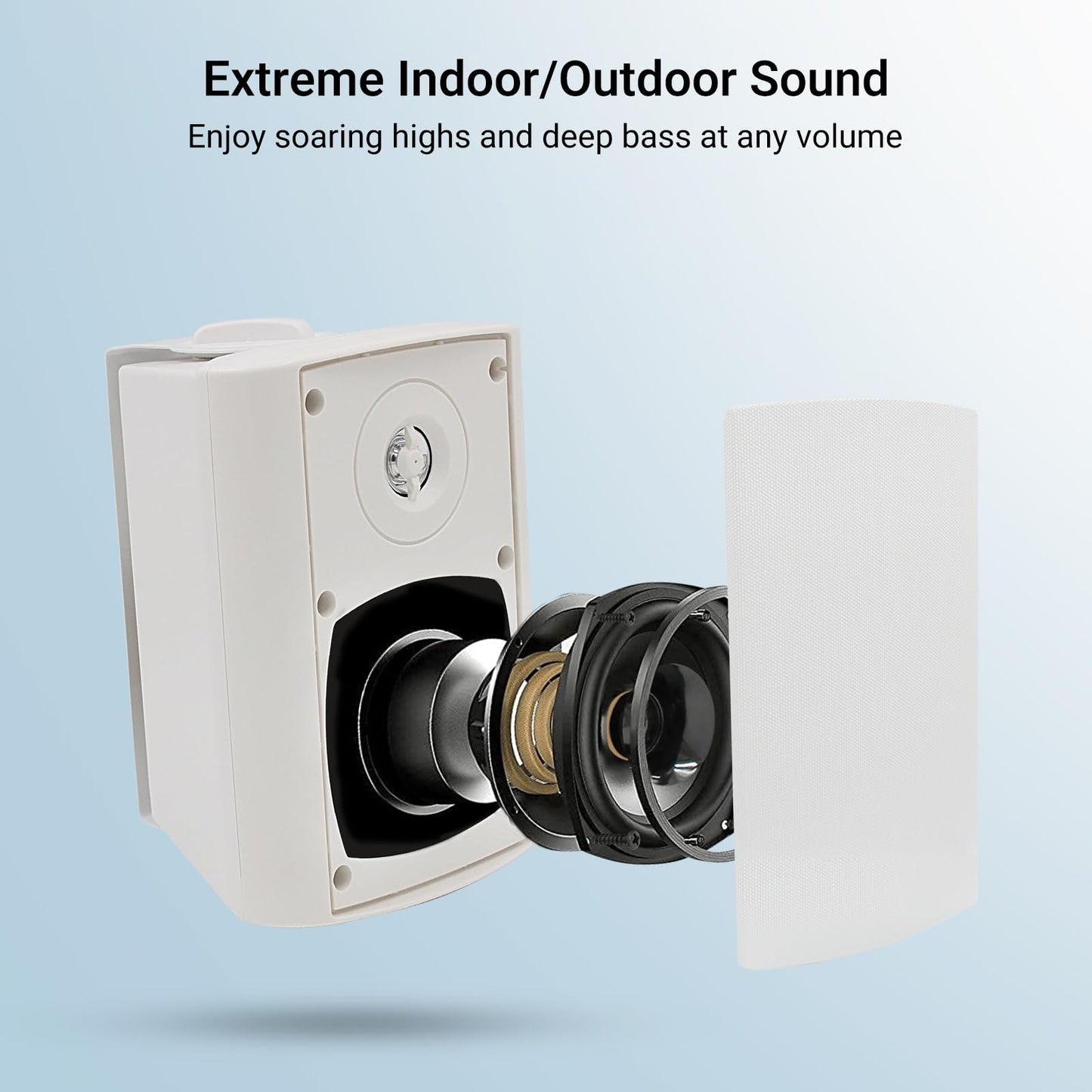 Herdio 4 Pulgadas al Aire Libre Altavoces Bluetooth Impermeable inalámbrico, Interior, Patio, Cubierta de Altavoces de Montaje en Pared (Blanco)