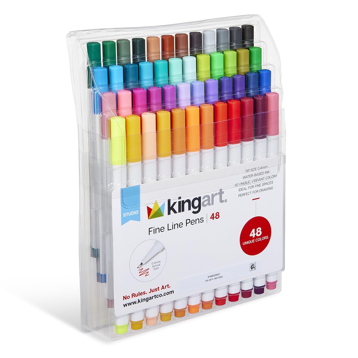 KINGART 418-48 - Juego de rotuladores de líneas finas, 48 colores únicos, punta de 04 mm, juego de 48