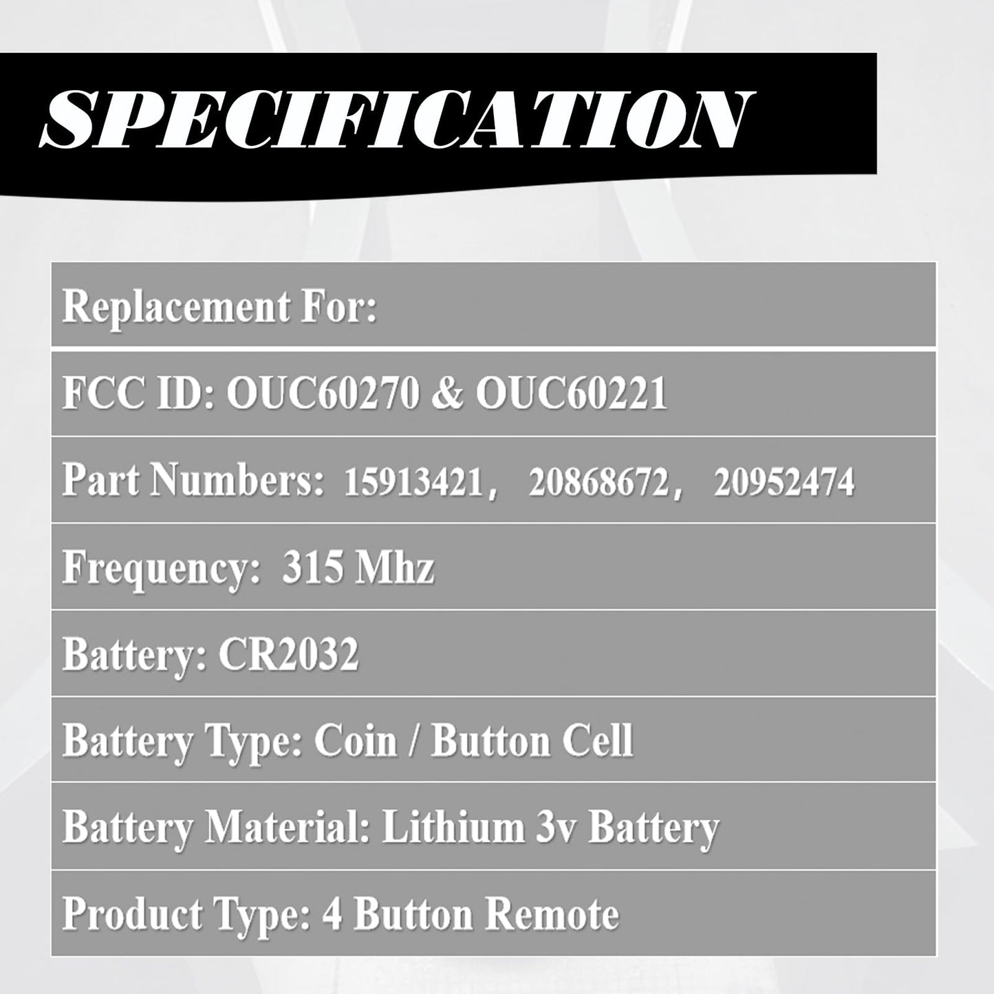 MechanMagic - Llavero de repuesto compatible con Chevy Silverado Avalanche Equinox Express Traverse GMC Yukon Sierra 1500 2500 3500 HD Acadia Savana Buick Enclave 2007-2013 Control remoto de entrada