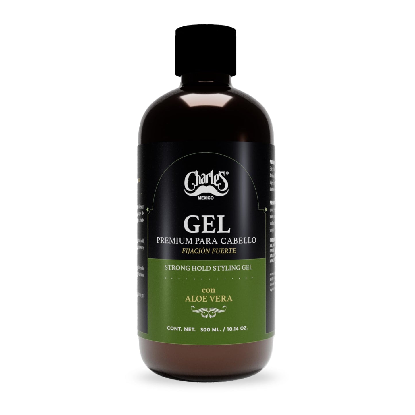 Charle’s – Gel Para Cabello Premium 300mL – Fijación Fuerte – Con Aloe Vera – Sin alcohol - No deja residuos – Acabado natural – Fácil distribución.