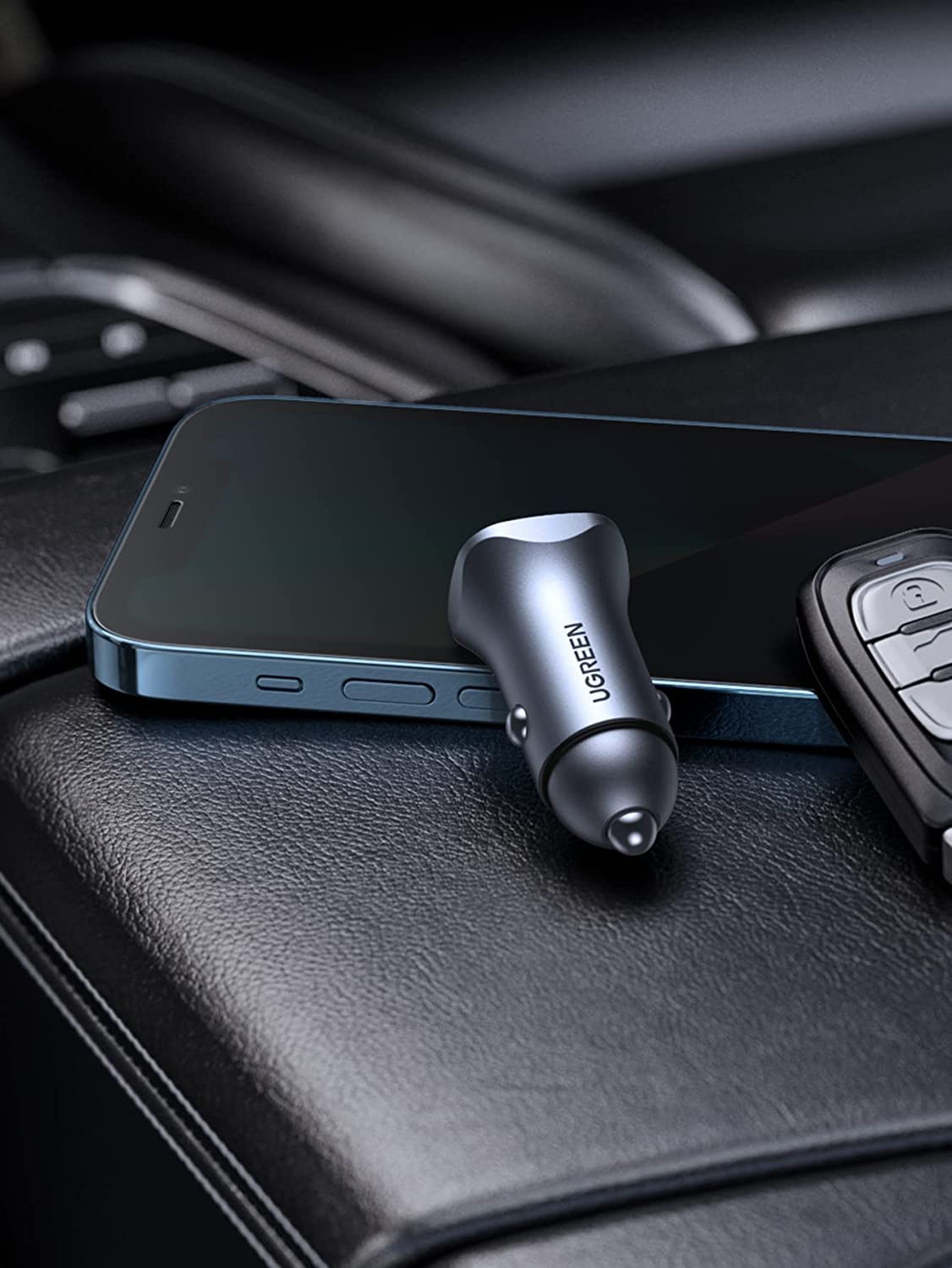 UGREEN Cargador Auto 24W, USB C Adaptador de Coche PD 20W y QC 18W, Quick Charge 3.0 con Enchufe Plegable, Compatible con iPhone 16/15/14/13/12, iPad, Galaxy S25/S24/S23/S22/Note 20, Pixel 9/8/7, LG