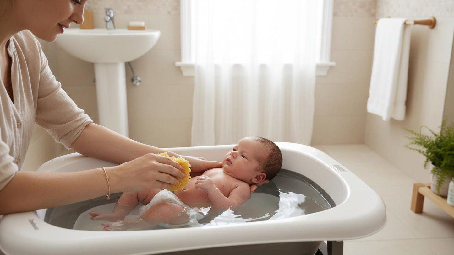 BAMBINETO Bañera plegable para Bebé con Termómetro CHICA