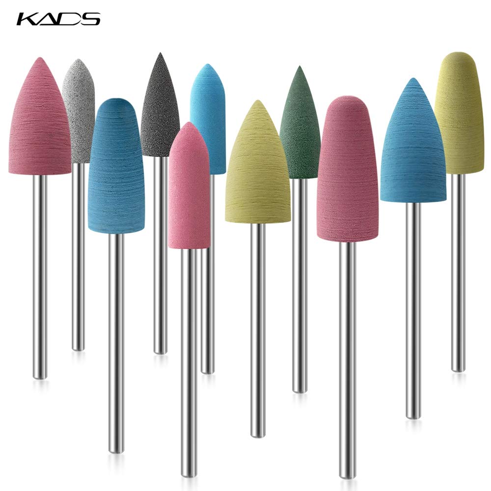 KADS 12 brocas de silicona para uñas de salón de manicura