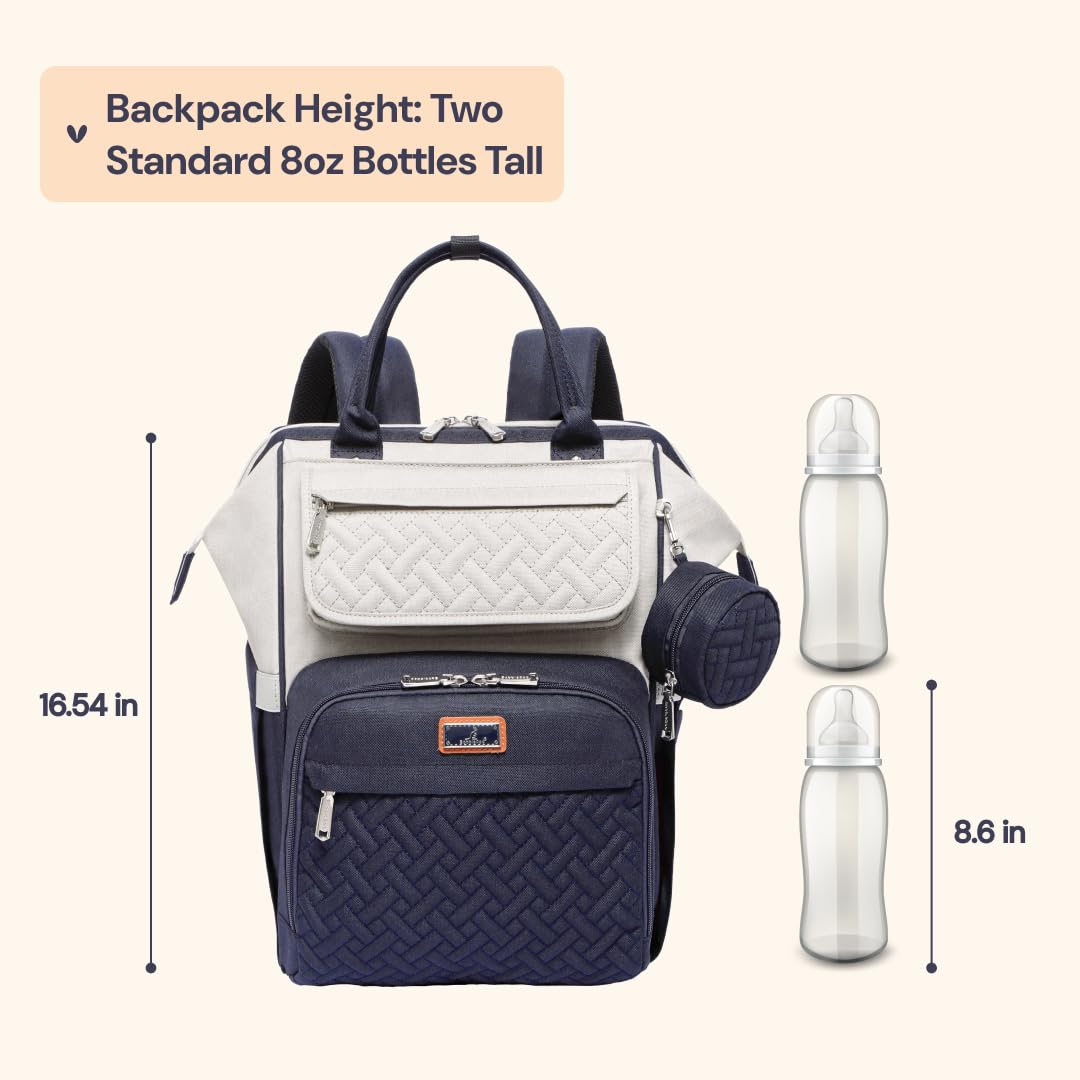 BabbleRoo - Mochila para pañales, bolsas grandes multifunción con cambiador y correas para carriola, estuche para chupete, unisex, elegante, mochila de viaje para mamás, papás (gris piedra)