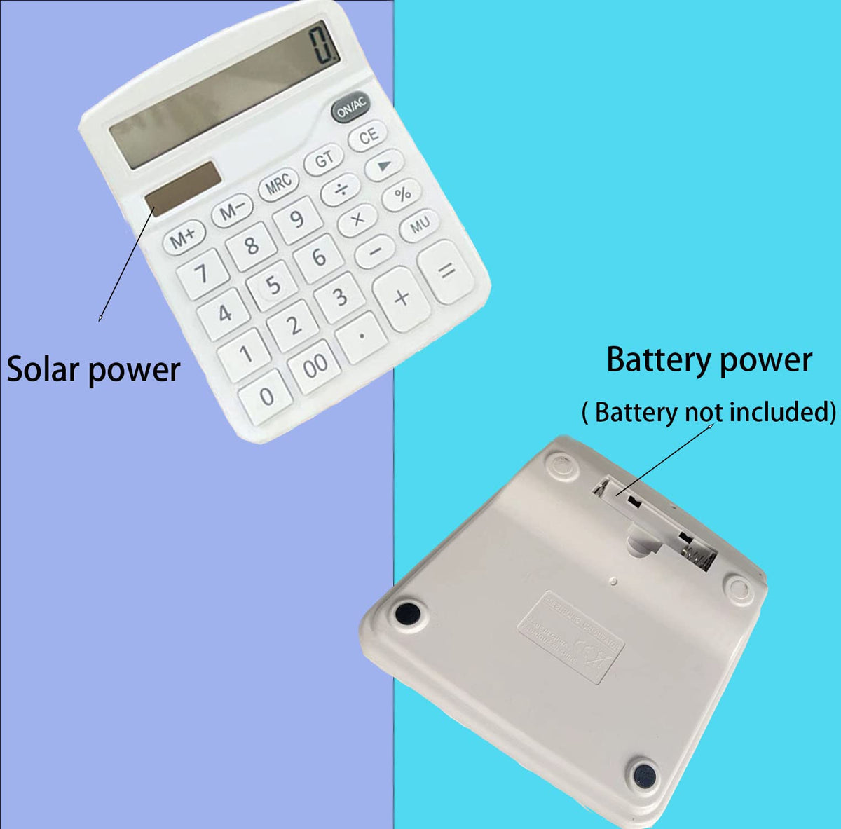 Calculadora Electrónica YOUHO Blanco con Doble Potencia y Pantalla LCD Grande