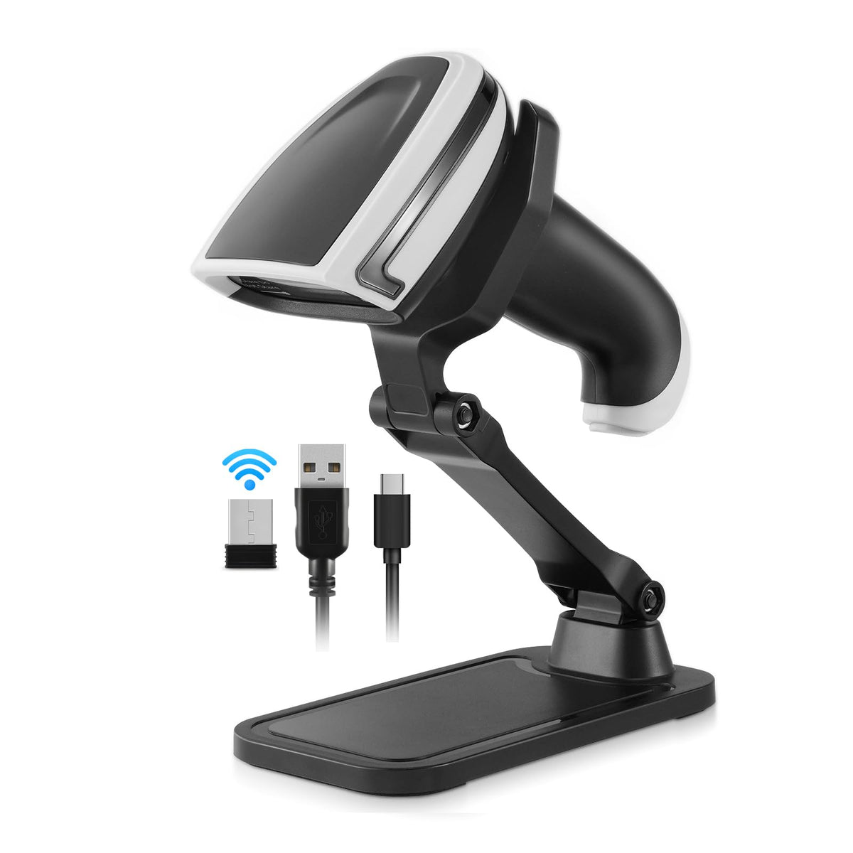Escáner De Código De Barras Portátil Bluetooth Inalámbrico 1D 2D Con Soporte