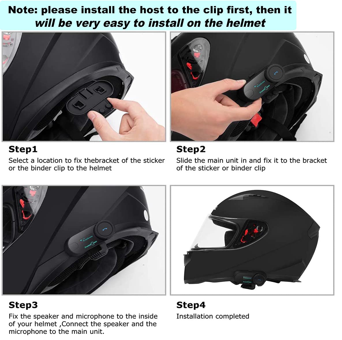 FreedConn - Auriculares Bluetooth para motocicleta, 800 m, interfono de 2 vías, Bluetooth para motocicleta, TCOM-SC, intercomunicador impermeable, sistemas de intercomunicación de casco, con