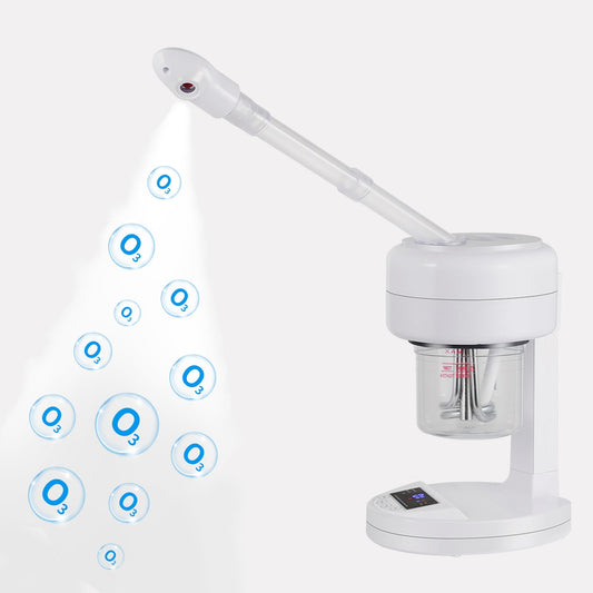 HeavenBird Vaporizador Facial de Ozono, Vaporizador Facial Nano Iónico Portátil con Pantalla Lcd, Brazo Extensible Giratorio de 360°, Boquilla Giratoria Y Función de Vapor Caliente para El Cuidado Per