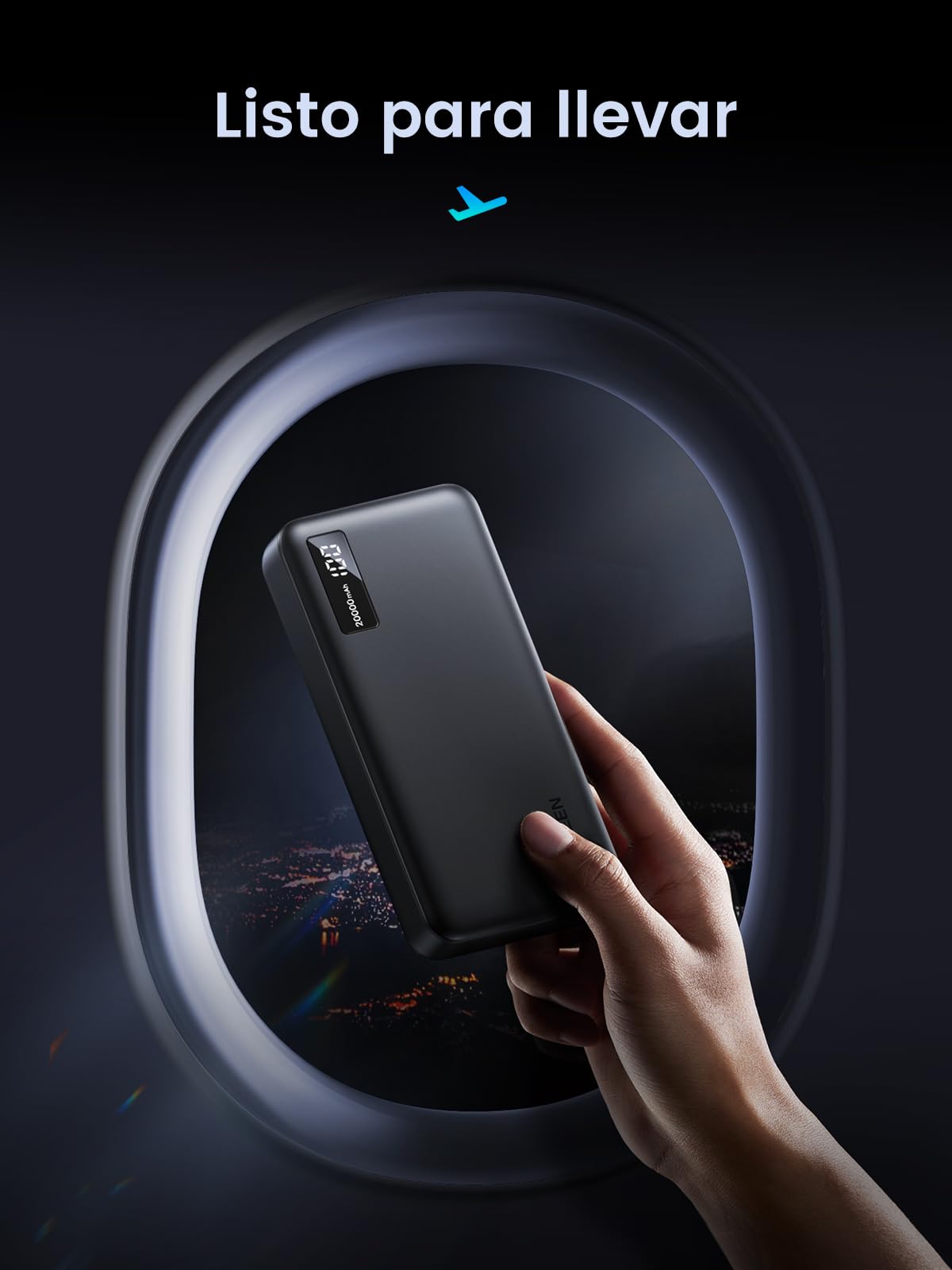 Power Bank UGREEN 20000mAh Negro Carga Rápida con Pantalla Digital 22.5W para iPhone, iPad y Galaxy
