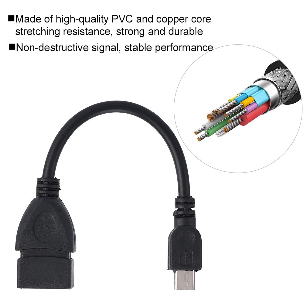 Cable Adaptador OTG Android ASHATA Negro Interfaz Micro USB a USB Hembra